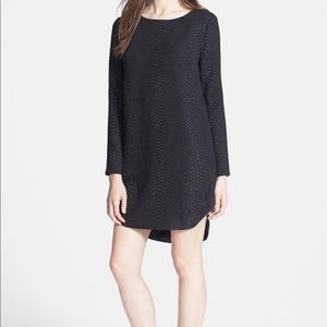 ASTR black long sleeve textured shift dress.